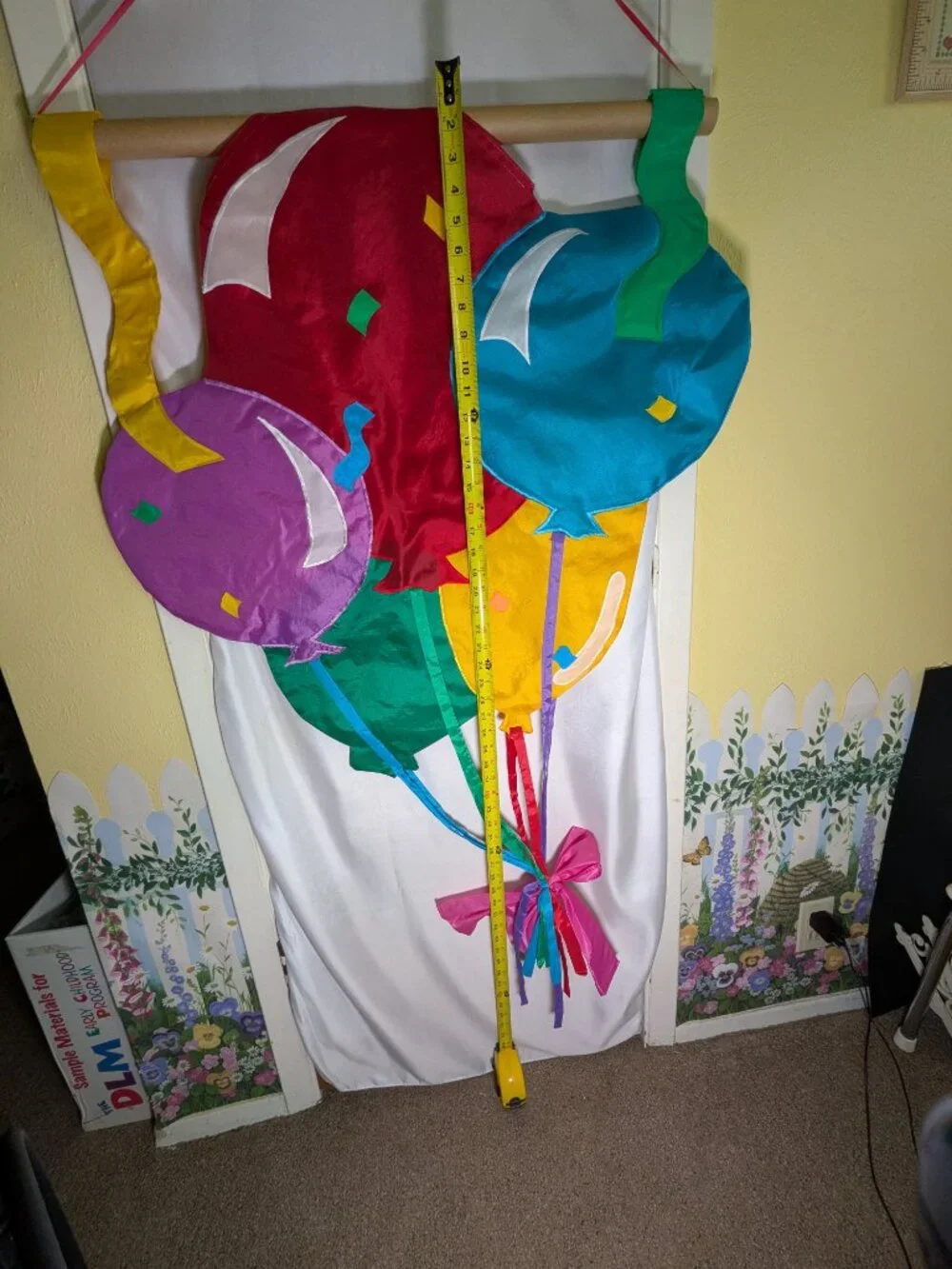 Vtg 1993 Applique Balloon Bouquet Birthday Party Nylon House Banner Flag 31x46